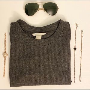 Gray Ribbed H + M Top